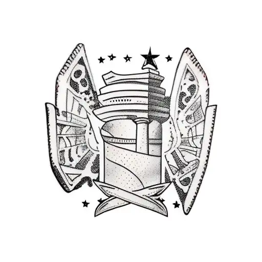 roman pillars crumbling slightly tattoo design idea