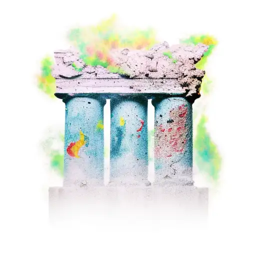 roman pillars slight crumbling tattoo design idea