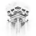 5 roman pillars slightly crumbling tattoo design idea