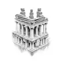 5 roman pillars slightly crumbling tattoo design idea