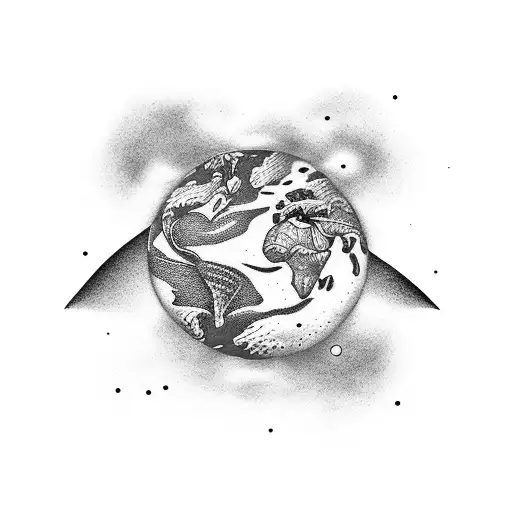 a man walking away from earth tattoo design idea