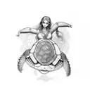 aphrodite with turtle shell tattoo design idea