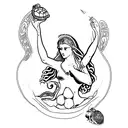 aphrodite with turtle shell tattoo design idea