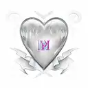 a signature of the initials LM in a heart shape tattoo design idea