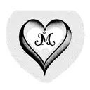 a signature of the initials LM in a heart shape tattoo design idea