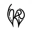 a signature of the initials LM in a heart shape tattoo design idea