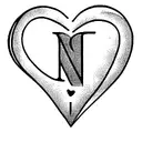 a signature of the initials LM in a heart shape tattoo design idea