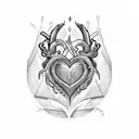 a signature of the initials LM in a heart shape tattoo design idea