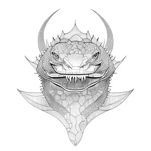 basic line work Komodo dragon tattoo design idea