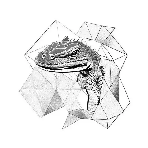 single line Komodo dragon tattoo design idea