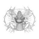 single line Komodo dragon tattoo design idea