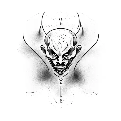 crying devil tattoo design idea