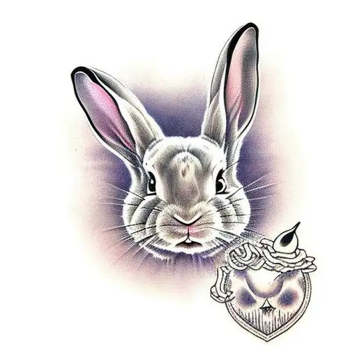 half skinned rabbit, scalpel, sewing needle and thread tattoo design idea