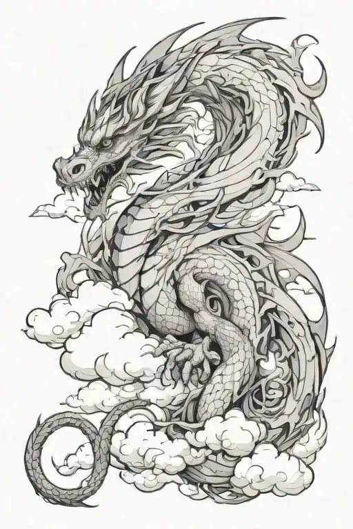 dragon in the clouds  tattoo design idea