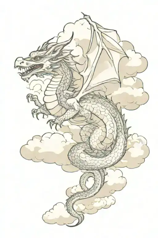 dragon in the clouds  tattoo design idea
