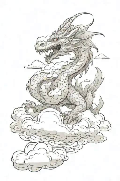 dragon in the clouds tattoo design idea