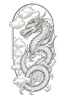 dragon in clouds tattoo design idea
