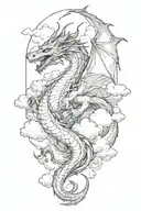 dragon in clouds tattoo design idea