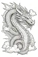 dragon in clouds tattoo design idea