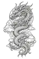 dragon and clouds tattoo design idea