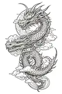dragon and clouds tattoo design idea