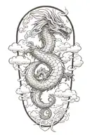dragon in clouds tattoo design idea