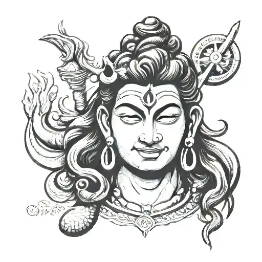 Shiva tattoo with mahamrityunjay Mantra written around it for chest tattoo design idea