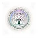 tree of life with DNA strand, lotus, ornate frame with regal vines tattoo design idea