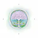 tree of life with DNA strand, lotus, ornate frame with regal vines tattoo design idea