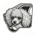toy poodle looking outside the car window  tattoo design idea