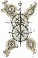 old world map with compass point and anchor intertwined tattoo design idea