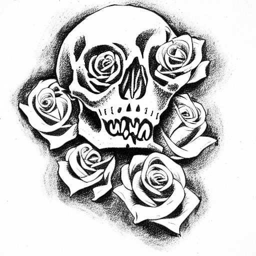 Skull and Roses tattoo design idea