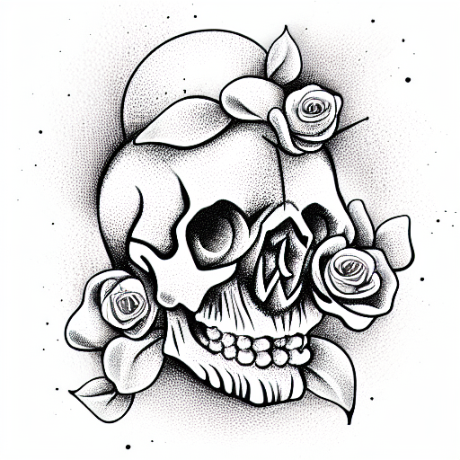 Skull and Roses tattoo design idea