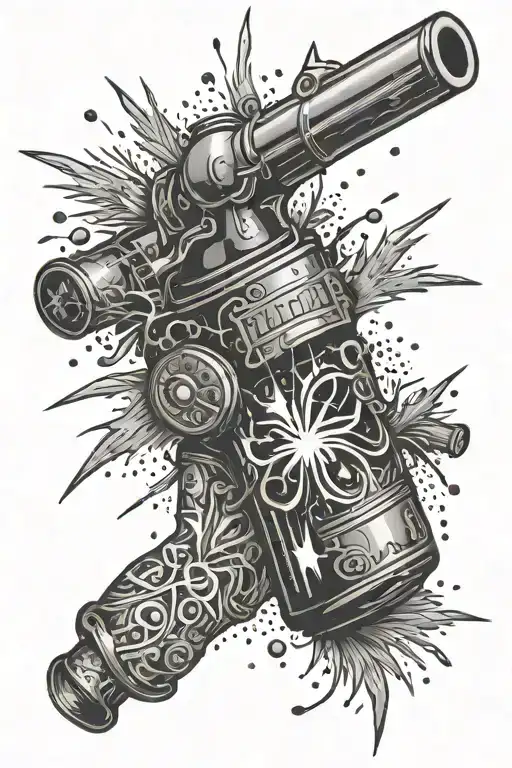 jar guns fireworks exploding tattoo design idea