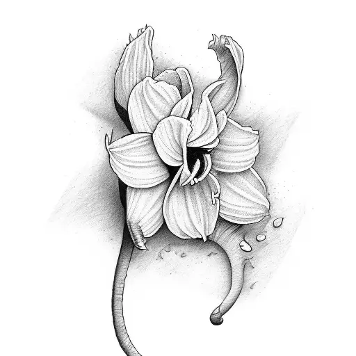 Elephant daffodil tattoo design idea