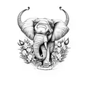 Elephant surrounded by daffodils tattoo design idea