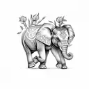 Elephant surrounded by daffodils tattoo design idea