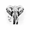 Elephant surrounded by daffodils tattoo design idea