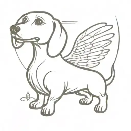 dachshund with Angel wings tattoo design idea