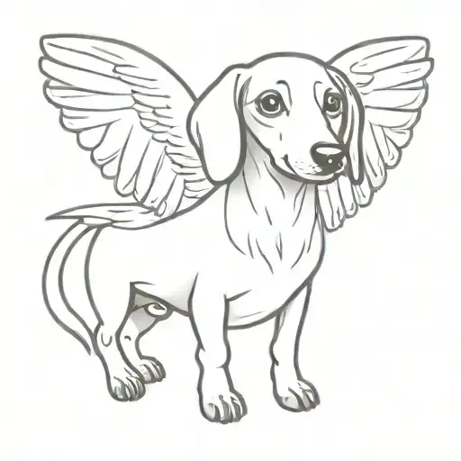dachshund with Angel wings tattoo design idea