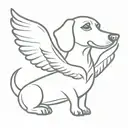 dachshund with Angel wings tattoo design idea