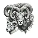 two rams with lion tattoo design idea