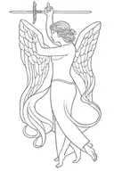 Angel with wings and sword tattoo design idea