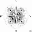 A compass rose with waves and a scuba diver tattoo design idea