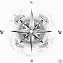 A compass rose with waves and a scuba diver tattoo design idea