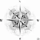 A compass rose with waves and a scuba diver tattoo design idea