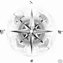 A compass rose with waves and a scuba diver tattoo design idea