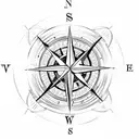 A compass rose with waves and a scuba diver tattoo design idea
