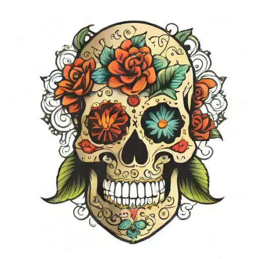 Sugar skull mandala tattoo design idea