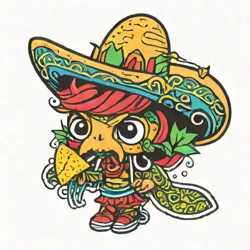 taco with legs and a Mexican hat tattoo design idea